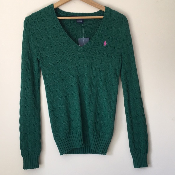 🆕 RALPH LAUREN Cable Knit Polo Sweater - Picture 3 of 5